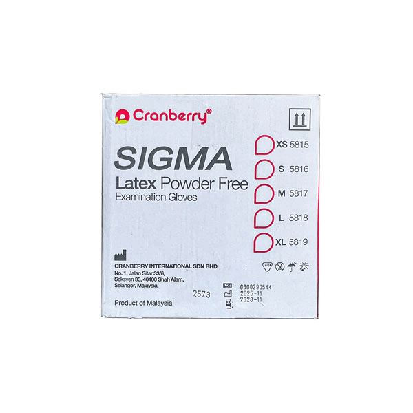  پکیج دستکش لاتکس غیر پودری کرنبری مدل sigma